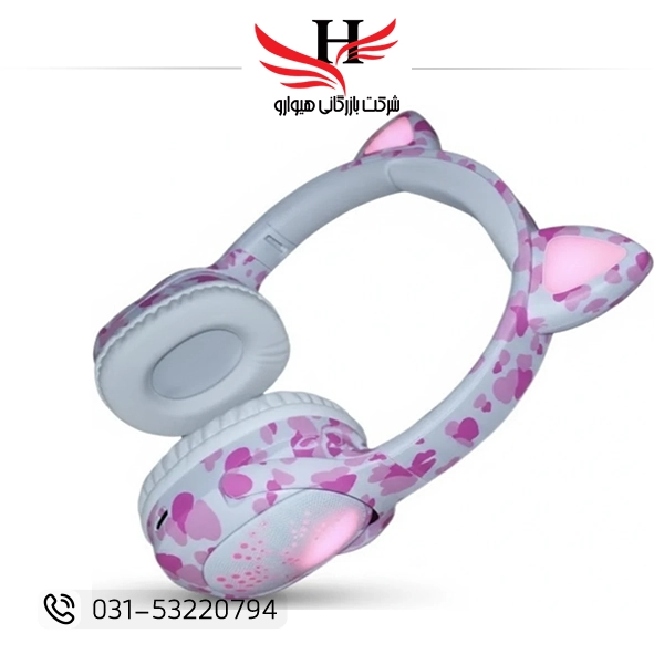 هدست بلوتوث RGB مدل JBL ZB660 با طراحی گوشگربهای و رنگبندی سفید و صورتی
